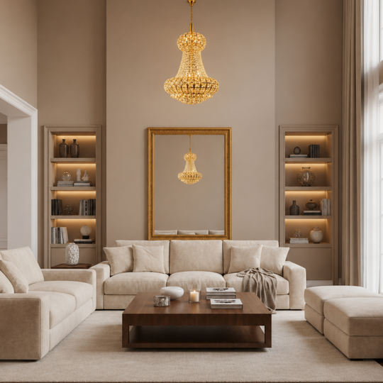 Crystal Chandelier CASTRUM Magno 11xE14, D60 cm, Χρυσό, Ρυθμιζόμενο Ύψος, Μέταλλο και Κρύσταλλο