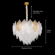 Crystal Chandelier LACE Elegance 9xE14, Διάμετρος 50cm, Ύψος 36cm, Γυαλιστερό χρυσό, Ρυθμιζόμενο ύψος, Κομψή σχεδίαση Crystal Chandelier Προεπιλεγμένος τίτλος Alessandro Design
