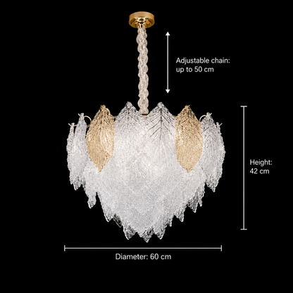 Crystal Chandelier LACE Elegance 9xE14, Διάμετρος 50cm, Ύψος 36cm, Γυαλιστερό χρυσό, Ρυθμιζόμενο ύψος, Κομψή σχεδίαση Crystal Chandelier Προεπιλεγμένος τίτλος Alessandro Design