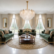 Crystal Chandelier LACE Elegance 9xE14, Διάμετρος 50cm, Ύψος 36cm, Γυαλιστερό χρυσό, Ρυθμιζόμενο ύψος, Κομψή σχεδίαση Crystal Chandelier Προεπιλεγμένος τίτλος Alessandro Design