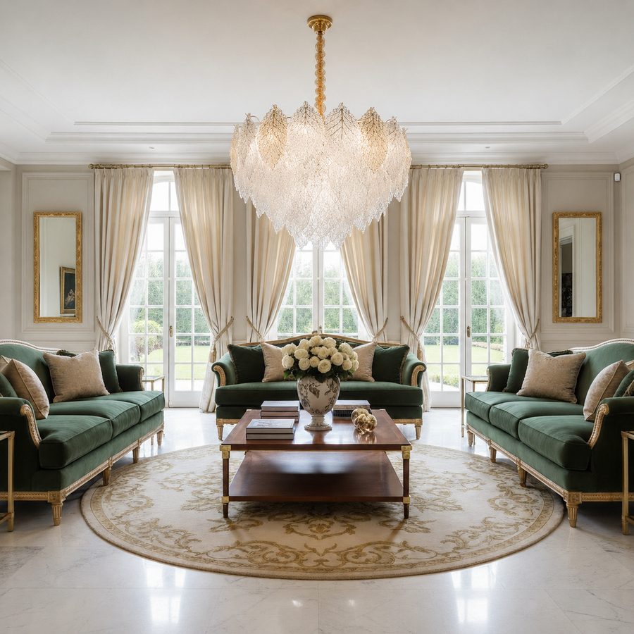 Crystal Chandelier LACE Elegance 9xE14, Διάμετρος 50cm, Ύψος 36cm, Γυαλιστερό χρυσό, Ρυθμιζόμενο ύψος, Κομψή σχεδίαση Crystal Chandelier Προεπιλεγμένος τίτλος Alessandro Design