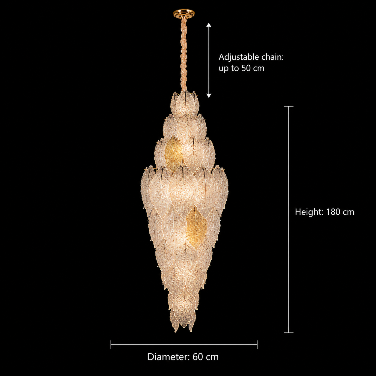 Crystal Chandelier LACE Supremo 26xE14, Διάμετρος 60cm, Ύψος 180cm, Γυαλιστερό χρυσό, Ρυθμιζόμενο ύψος, Κομψή σχεδίαση Crystal Chandelier Προεπιλεγμένος τίτλος Alessandro Design