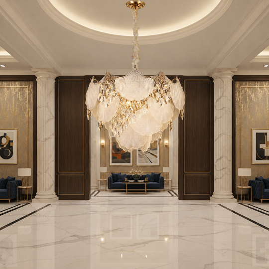 Crystal Chandelier LUXE Magno, 21xE14, Διάμετρος 60cm, Ύψος 40cm, Γυαλιστερό χρυσό, Ρυθμιζόμενο ύψος, Κομψή σχεδίαση Crystal Chandeliers Προεπιλεγμένος τίτλος Alessandro Design
