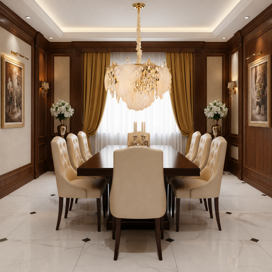 Crystal Chandelier LUXE Elegance 9xE14, Διάμετρος 50cm, Ύψος 33cm, Γυαλιστερό χρυσό, Ρυθμιζόμενο ύψος, Κομψή σχεδίαση Crystal Chandeliers Προεπιλεγμένος τίτλος Alessandro Design