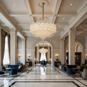 Crystal Chandelier CROWN Elegance 9xE14, Διάμετρος 50cm, Ύψος 41cm, Γυαλιστερό χρυσό, Ρυθμιζόμενο ύψος, Κομψή σχεδίαση Crystal Chandelier Προεπιλεγμένος τίτλος Alessandro Design