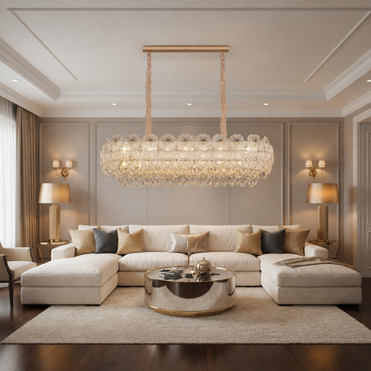 Crystal Chandelier CROWN Supremo 11xE14, Μέγεθος 80x30 cm, Ύψος 33 cm, Γυαλιστερό χρυσό, Ρυθμιζόμενο ύψος, Κομψή σχεδίαση Crystal Chandelier Προεπιλεγμένος τίτλος Alessandro Design