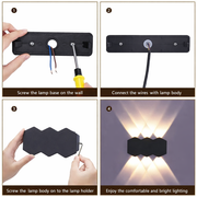 Ellis Εξωτερικό φως τοίχου LED, 6W, 6 πηγές φωτός, θερμό φως, μαύρο