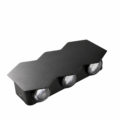 Ellis Εξωτερικό φως τοίχου LED, 6W, 6 πηγές φωτός, θερμό φως, μαύρο