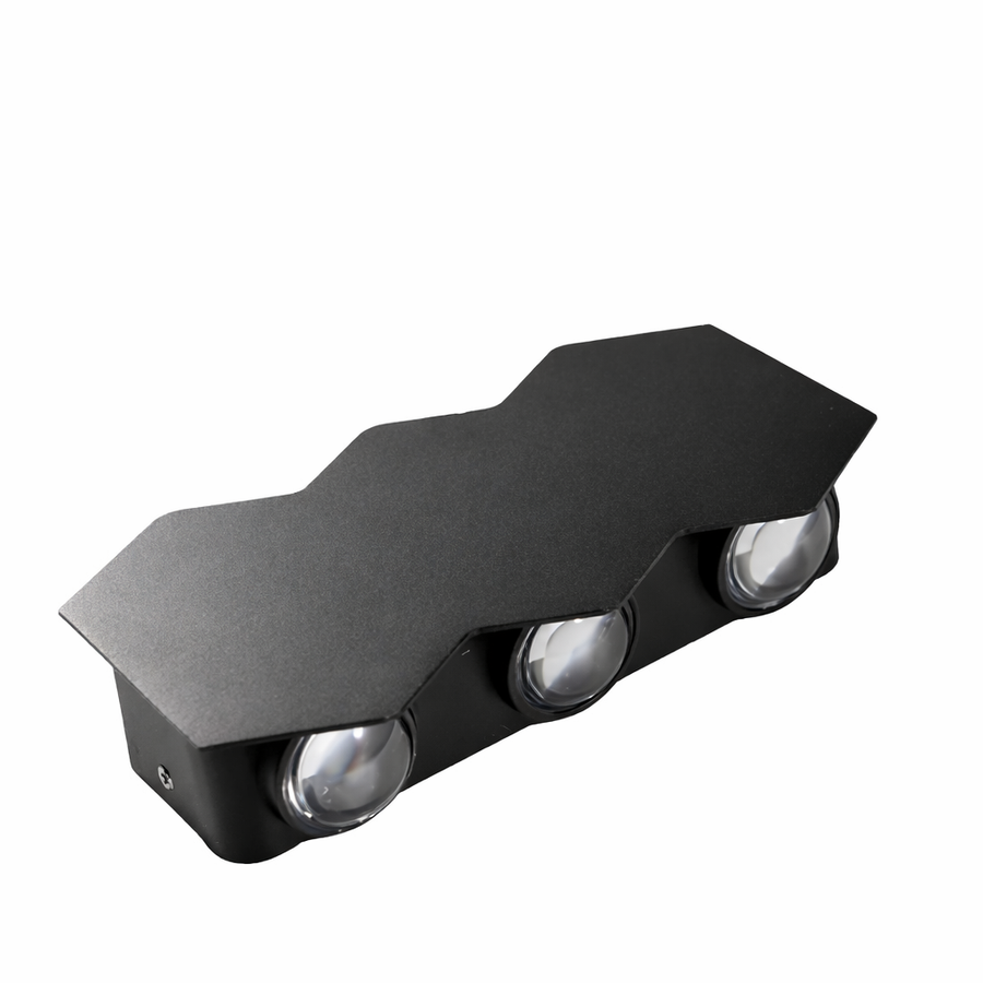 Ellis Εξωτερικό φως τοίχου LED, 6W, 6 πηγές φωτός, θερμό φως, μαύρο