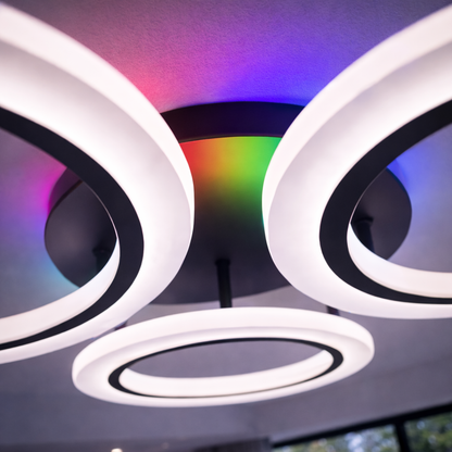 Πολυέλαιος LED με τηλεχειριστήριο BETTY 44W, 4 Κύκλοι, Κρύο/Ζεστό/Ουδέτερο φως, Ρυθμιζόμενο, Μαύρο
