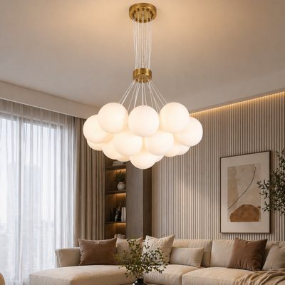 MODERN LOFT Chandelier Bagliore, Globe, 7xE27, Ρυθμιζόμενο ύψος, Χρυσό
