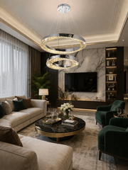 Πολυέλαιος LED CC31212/60X40CH, Διάμετρος 40+60 cm, Ύψος 120 cm, IP20, Κρύο/Ουδέτερο/Θερμό φως, Ρυθμιζόμενο, Ασημί, Κρύσταλλο, Χάλυβας