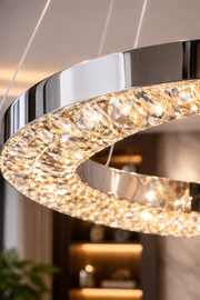 Πολυέλαιος LED CC31212/60X40CH, Διάμετρος 40+60 cm, Ύψος 120 cm, IP20, Κρύο/Ουδέτερο/Θερμό φως, Ρυθμιζόμενο, Ασημί, Κρύσταλλο, Χάλυβας