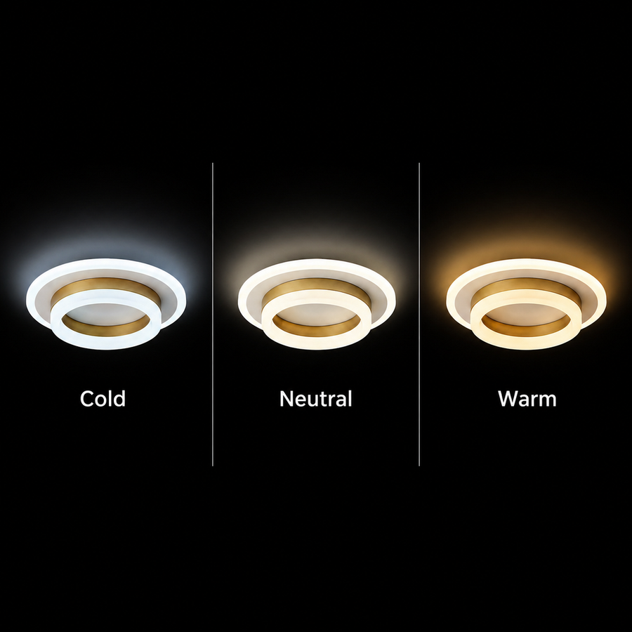 Πολυέλαιος LED SOLENA ROTONDA 21W, Διάμετρος 25cm, Κρύο/Ζεστό/Ουδέτερο φως, Χρυσό Λευκό