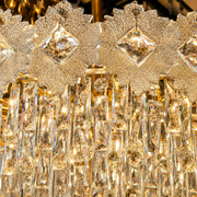 Crystal Chandelier FLEUR Elegance 9xE14, Διάμετρος 50cm, Ύψος 40cm, Γυαλιστερό Χρυσό, Ρυθμιζόμενο Ύψος, Κομψή σχεδίαση