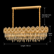 Crystal Chandelier FLEUR Supremo 14xE14, Μέγεθος 100x35 cm, Ύψος 35 cm, Γυαλιστερό Χρυσό, Ρυθμιζόμενο Ύψος, Κομψή σχεδίαση