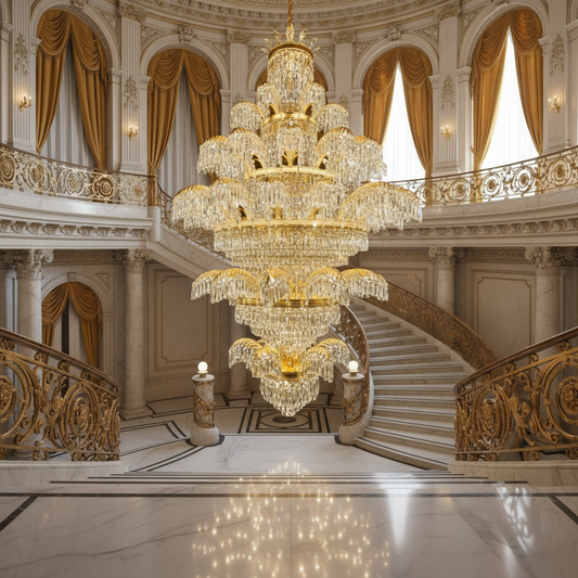 Crystal Chandelier CC8043/600H1800GD, Διάμετρος 60cm, Ύψος 180cm, Γυαλιστερό Χρυσό, Ρυθμιζόμενο Ύψος, Κομψή σχεδίαση
