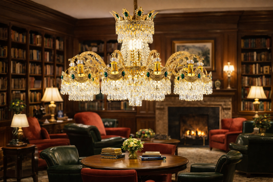 Crystal Chandelier Regalis 11x E14, Διάμετρος 85cm, Γυαλιστερό Χρυσό, Ρυθμιζόμενο Ύψος, Μέταλλο και Κρύσταλλο