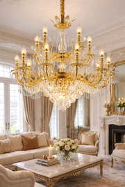 Crystal Chandelier Regalis 11x E14, Διάμετρος 85cm, Γυαλιστερό Χρυσό, Ρυθμιζόμενο Ύψος, Μέταλλο και Κρύσταλλο