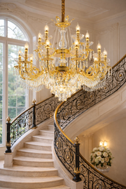 Crystal Chandelier Regalis 11x E14, Διάμετρος 85cm, Γυαλιστερό Χρυσό, Ρυθμιζόμενο Ύψος, Μέταλλο και Κρύσταλλο