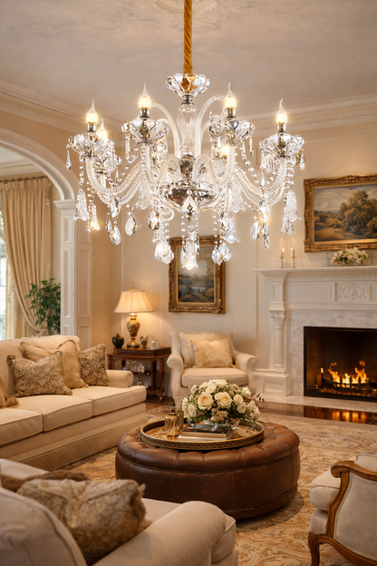 Crystal Chandelier Regalis 11x E14, Διάμετρος 85cm, Γυαλιστερό Χρυσό, Ρυθμιζόμενο Ύψος, Μέταλλο και Κρύσταλλο