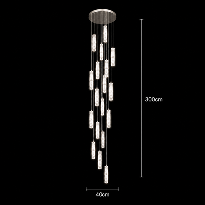LED Crystal Chandelier AMIRI 82W Chrome, Warm/Neutral/Cold Light 3000K/4000K/6000K Amiri, Διάμετρος 40cm x Ύψος 300cm, Κρύσταλλο και μέταλλο