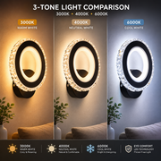 Φωτιστικό τοίχου NOVA Rotonda LED, 16W, Μαύρο & ανοξείδωτο, Ζεστό/Ψυχρό/Ουδέτερο φως