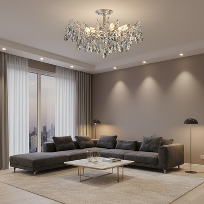 Πολυέλαιος REINA Magno Crystal, 6xE14, D60cm, γυαλιστερό χρώμιο, μέταλλο και κρύσταλλο