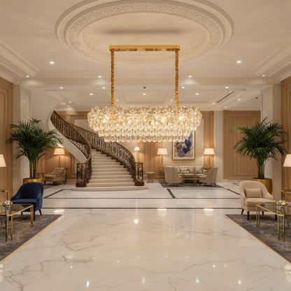 Crystal Chandelier JARDIN Supremo 12xE14, Μέγεθος 100x35 cm, Ύψος 35 cm, Γυαλιστερό χρυσό, Ρυθμιζόμενο ύψος, Κομψή σχεδίαση Crystal Chandelier Προεπιλεγμένος τίτλος Alessandro Design