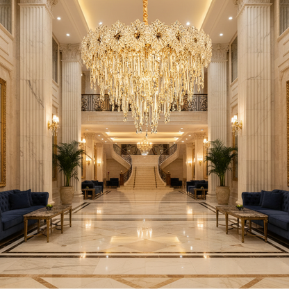 Crystal Chandelier FLEUR Magno 12xE14, Διάμετρος 60cm, Ύψος 45cm, Γυαλιστερό χρυσό, Ρυθμιζόμενο ύψος, Κομψή σχεδίαση Crystal Chandelier Προεπιλεγμένος τίτλος Alessandro Design