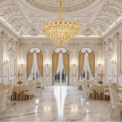 Crystal Chandelier FLEUR Regalis 22xE14, Διάμετρος 80cm, Ύψος 50cm, Γυαλιστερό χρυσό, Ρυθμιζόμενο ύψος, Κομψή σχεδίαση Crystal Chandelier Προεπιλεγμένος τίτλος Alessandro Design