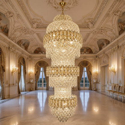 Crystal Chandelier TRIO Magno 49xE14, Διάμετρος 65cm, Ύψος 200cm, Γυαλιστερό χρυσό, Ρυθμιζόμενο ύψος, Κομψή σχεδίαση Crystal Chandeliers Προεπιλεγμένος τίτλος Alessandro Design