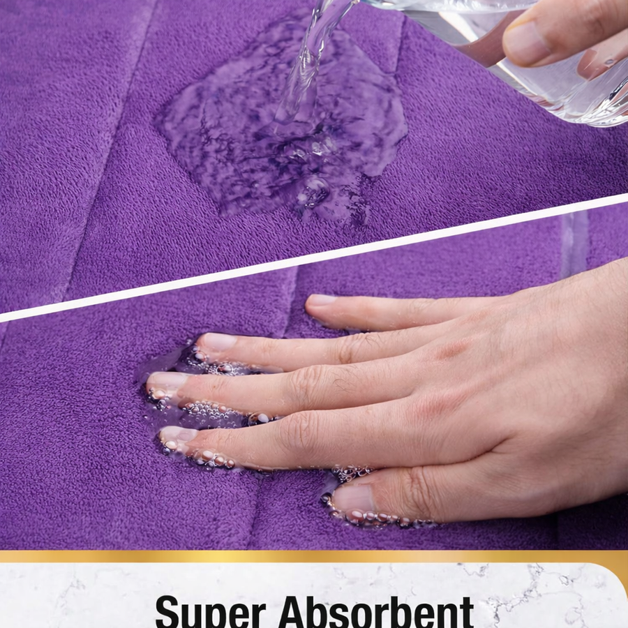 Σετ 3 Χαλάκια Μπάνιου, 50x40 cm, Μπλε, Αντιολισθητικό