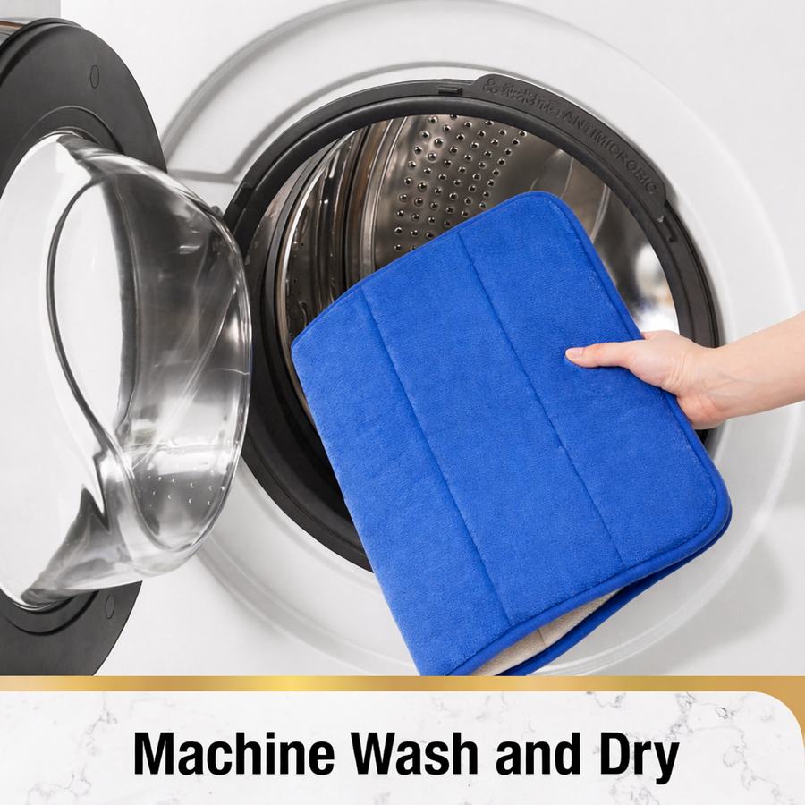 Σετ 3 Χαλάκια Μπάνιου, 50x40 cm, Μπλε, Αντιολισθητικό