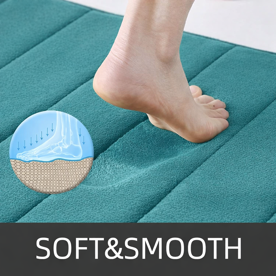 Σετ 3 Χαλάκια Μπάνιου, 50x40 cm, Μπλε, Αντιολισθητικό