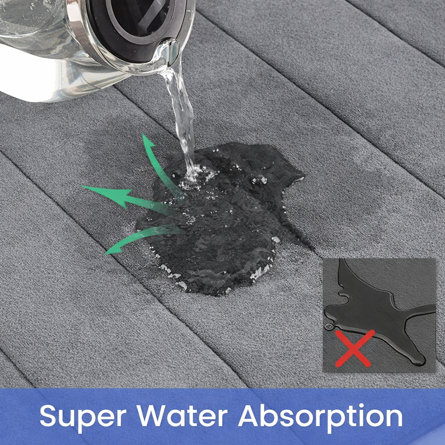 Σετ 3 Χαλάκια Μπάνιου, 50x40 cm, Μπλε, Αντιολισθητικό