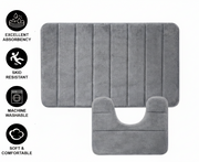 Σετ 3 Χαλάκια Μπάνιου, 50x40 cm, Μπλε, Αντιολισθητικό