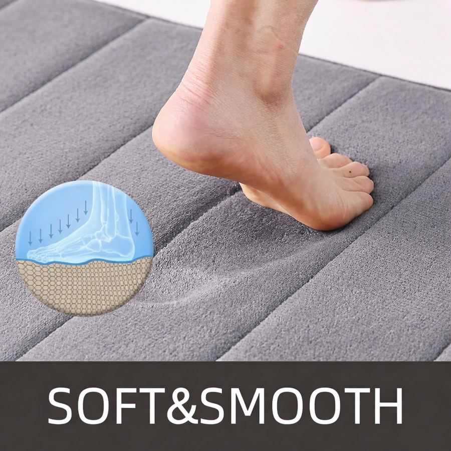 Σετ 3 Χαλάκια Μπάνιου, 50x40 cm, Μπλε, Αντιολισθητικό