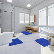 Σετ 3 Χαλάκια Μπάνιου, 50x40 cm, Μπλε, Αντιολισθητικό