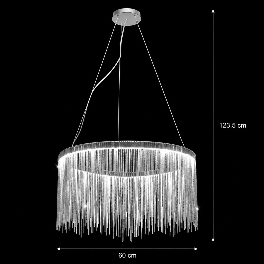 Κρεμαστός πολυέλαιος LED με τηλεχειριστήριο ILLUMINA MAGNUS, 38W, Κρύο/Ζεστό/Ουδέτερο φως, Ρυθμιζόμενο, Γυαλιστερό Chrome