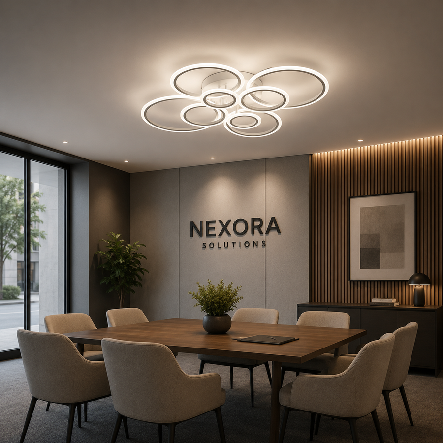 Πολυέλαιος LED με τηλεχειριστήριο BETTY 127W, 8 κύκλοι, Κρύο/Ζεστό/Ουδέτερο φως, Ρυθμιζόμενο, Λευκό