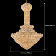 Crystal Chandelier PALAIS Grande 65xE14, Διάμετρος 150cm, Ύψος 240cm, Γυαλιστερό χρυσό, Ρυθμιζόμενο ύψος, Κομψή σχεδίαση Crystal Chandelier Προεπιλεγμένος τίτλος Alessandro Design