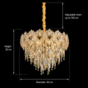 Crystal Chandelier FLEUR Nobile 5xE14, Διάμετρος 40cm, Ύψος 30cm, Γυαλιστερό χρυσό, Ρυθμιζόμενο ύψος, Κομψή σχεδίαση Crystal Chandelier Προεπιλεγμένος τίτλος Alessandro Design