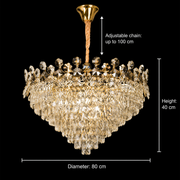 Crystal Chandelier ACE Regalis 22xE14, Διάμετρος 80cm, Ύψος 40cm, Γυαλιστερό χρυσό, Ρυθμιζόμενο ύψος, Κομψή σχεδίαση Crystal Chandelier Προεπιλεγμένος τίτλος Alessandro Design