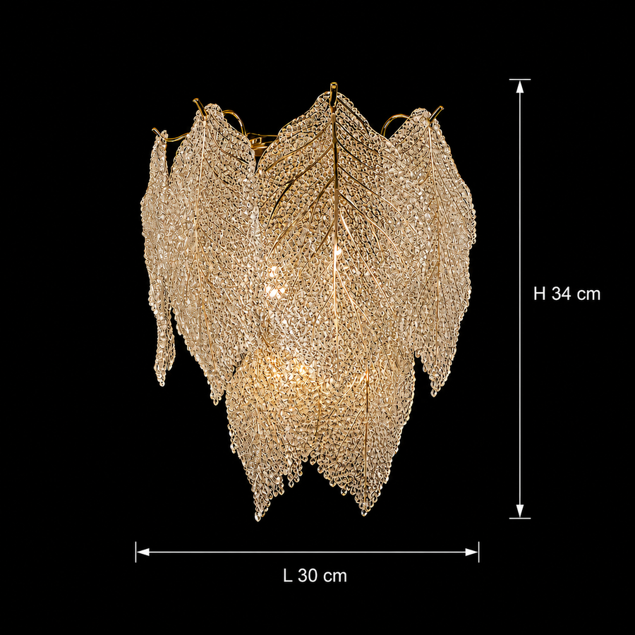 Επιτοίχιο φωτιστικό Crystal LACE, 3xE14, Διάμετρος 30 cm, Ύψος 34 cm, Γυαλιστερό χρυσό, Κομψή σχεδίαση Candelabra Cristal Προεπιλεγμένος τίτλος Alessandro Design