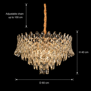 Crystal Chandelier MONARCH Magno 12xE14, Διάμετρος 60cm, Ύψος 40cm, Γυαλιστερό χρυσό, Ρυθμιζόμενο ύψος, Κομψή σχεδίαση Crystal Chandelier Προεπιλεγμένος τίτλος Alessandro Design