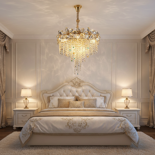 Crystal Chandelier Regalis 11x E14, Διάμετρος 85cm, Γυαλιστερό Χρυσό, Ρυθμιζόμενο Ύψος, Μέταλλο και Κρύσταλλο