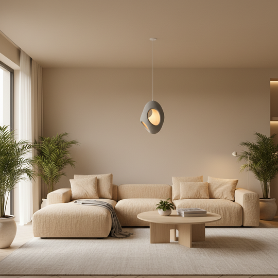 FOAMER Magno Modern Chandelier, 57 cm, Αναρτημένο, 1 X E27, Γκρι, Μεταλλικό και Αφρός, Ρυθμιζόμενο ύψος