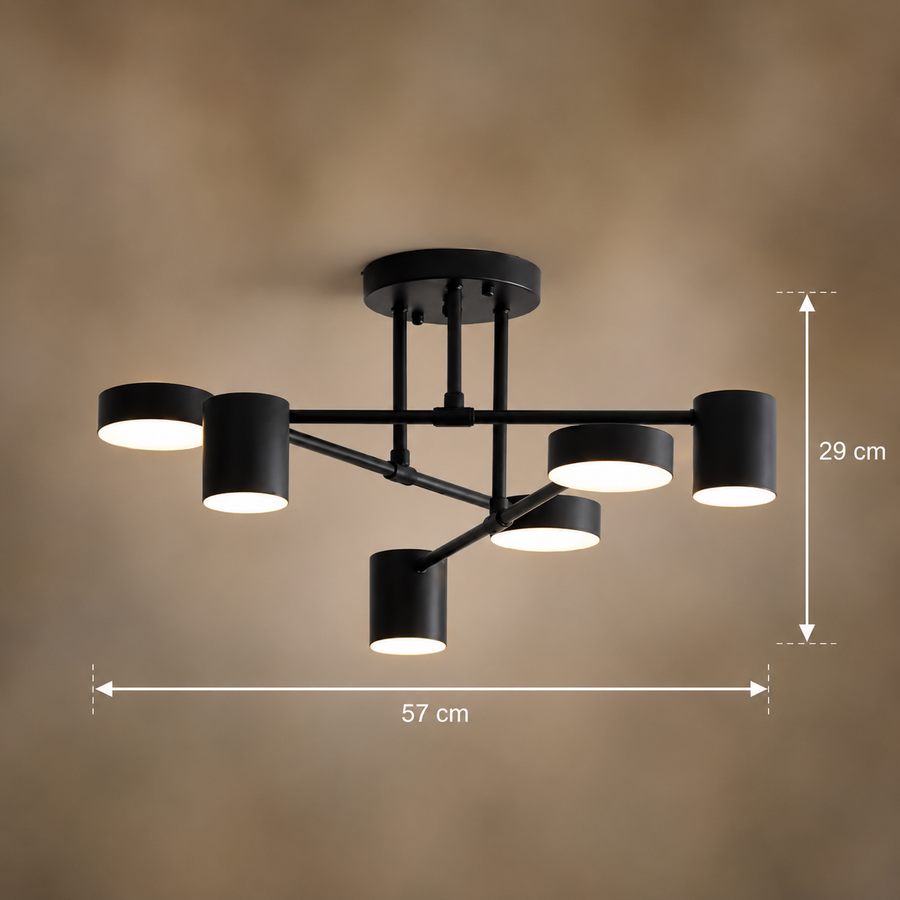 Πολυέλαιος LED GALIOS 72W, 6 Στοιχείων, Κρύο/Ζεστό/Ουδέτερο φως, Μαύρο