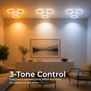 Πολυέλαιος LED ERIKA 20W, 3 Τετράγωνα, Neutral Light 4000k, Λευκό, Μεταλλικό και Ακρυλικό